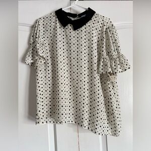 CeCe Black and White Polka Dot Blouse